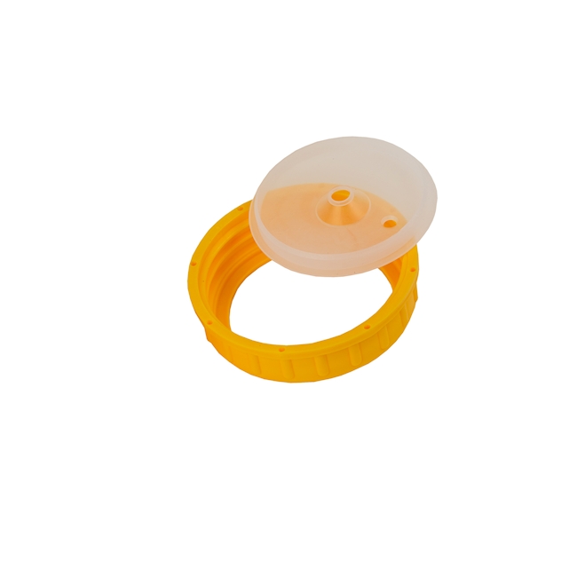 Closure DIN96 yellow with dustcap 2-hole